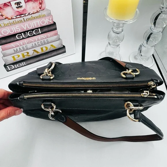 Coach Brooke Carryall Leather Tote Bag - Dark Grey - Picture 10 of 16